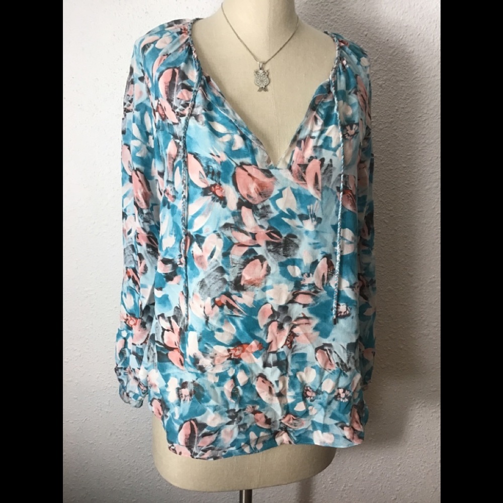 Rebecca Taylor 100% silk V- neck blouse size 8